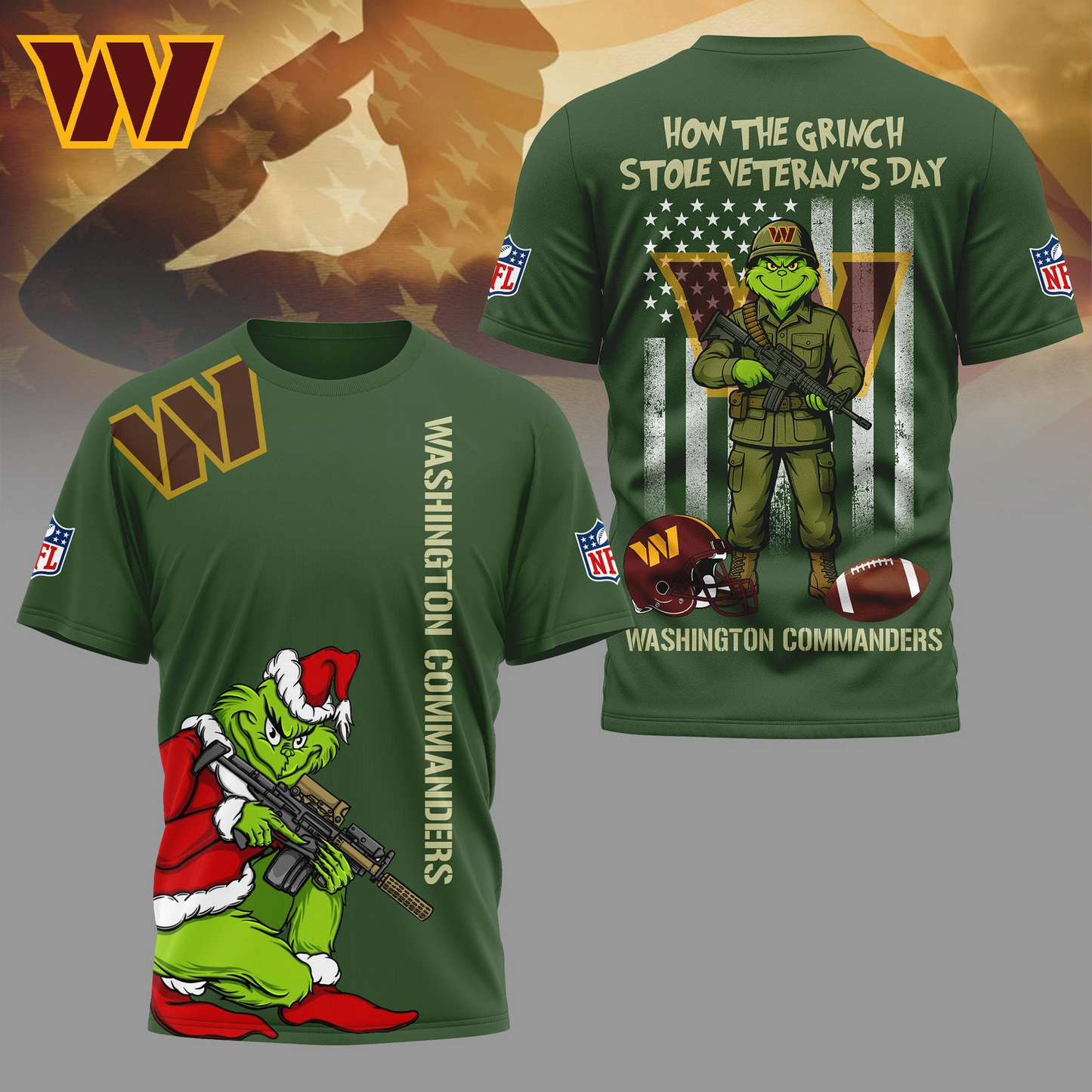 WC Premium NFL The Grinch Salute Veterans DDT CTND