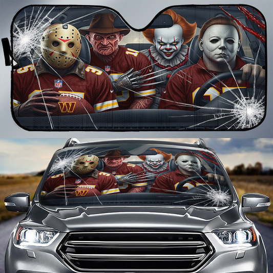 WC x NFL Horror Car Sunshade For Fan DDT CTND